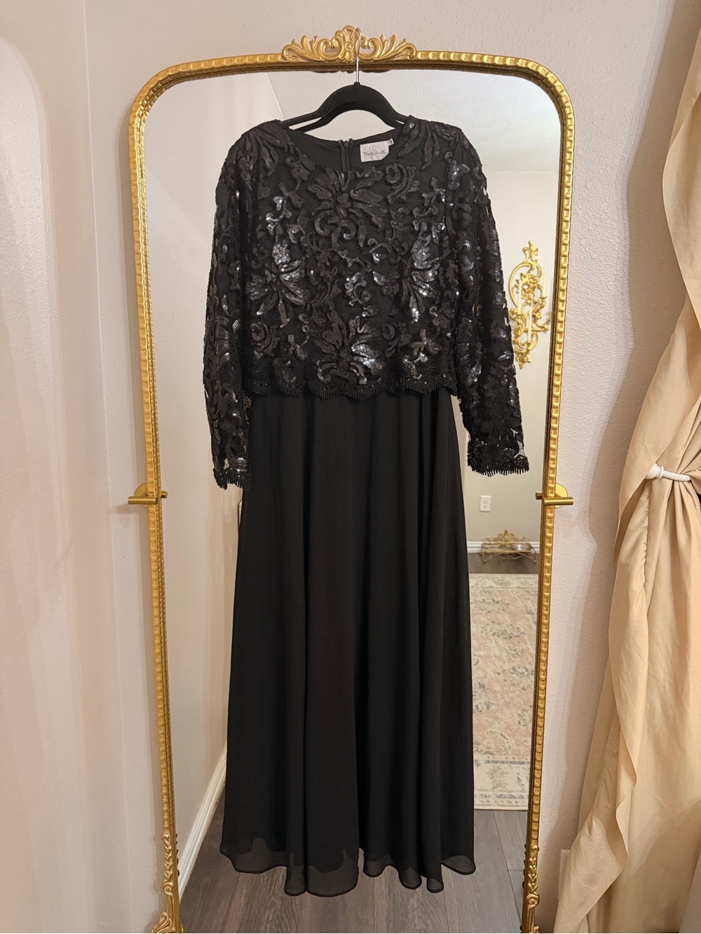 Dainty Jewells Black Sequin Lace Maxi Dress
